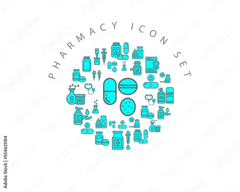 Vector pharmacy icon set Vector pharmacy icon set