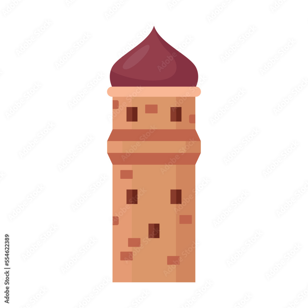 Arabian city or landscape element vector illustration. Cartoon castle for Arab village or town on white background