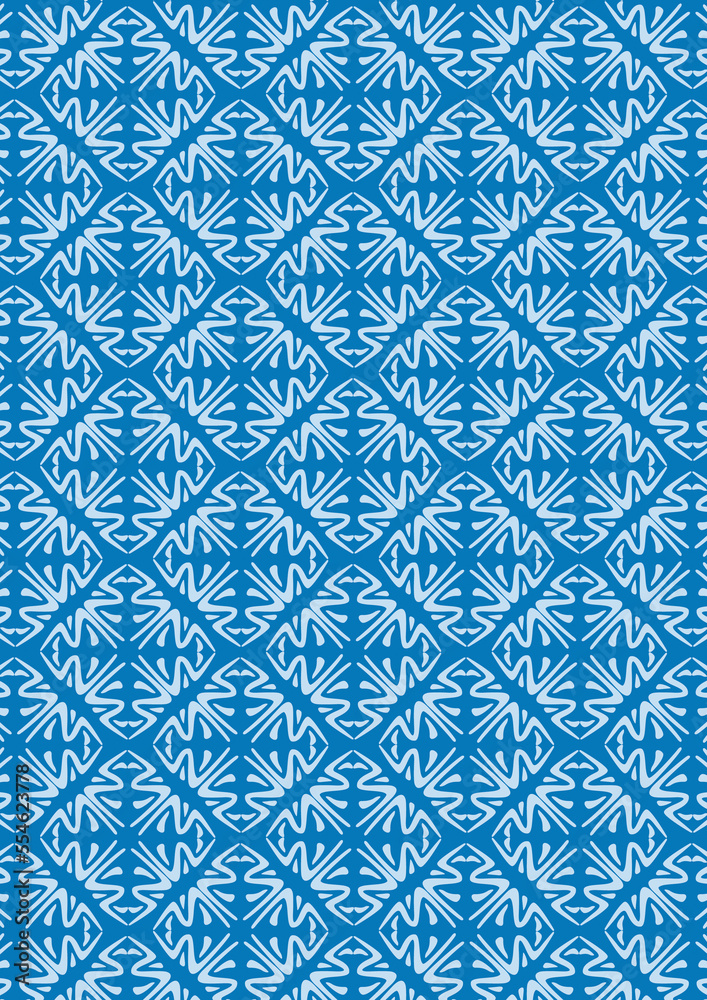 seamless pattern with blue abstract flowers