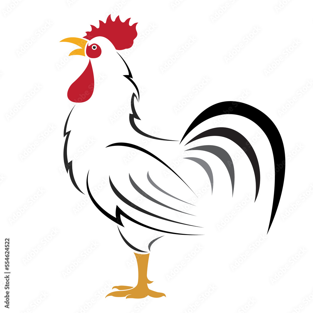 Cock design isolated on transparent background. Farm Animals.
