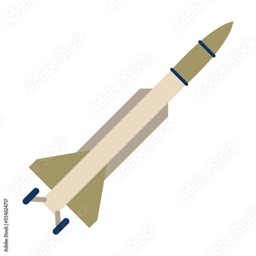 Military rocket vector illustration. Ballistic air bomb, artillery shell, warhead isolated on white background. Weapon, aircraft concept