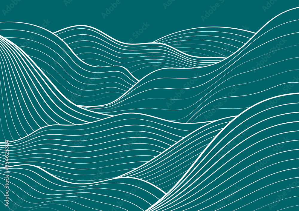 Abstract texture Background template of water, sea, aqua, ocean, river, or mountain. doodle Seamless wavy line curve linear wave free form repeat Pattern stripe Ripple. flat vector illustration design