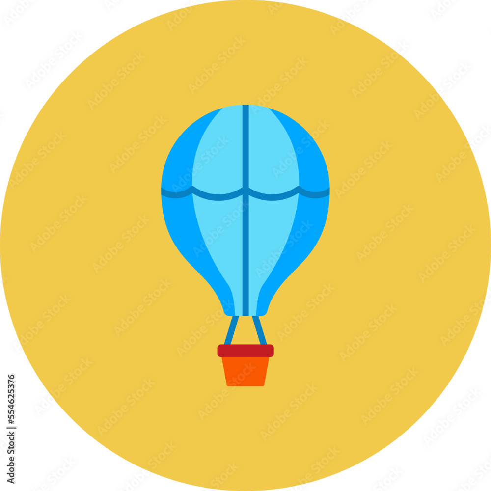 Hot Air Balloon Multicolor Circle Flat Icon Hot Air Balloon Multicolor Circle Flat Icon
