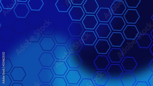 Illustration of a blue glowing background with hexagon patterns and added effects