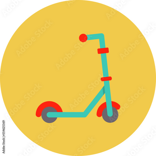 Kick Scooter Multicolor Circle Flat Icon