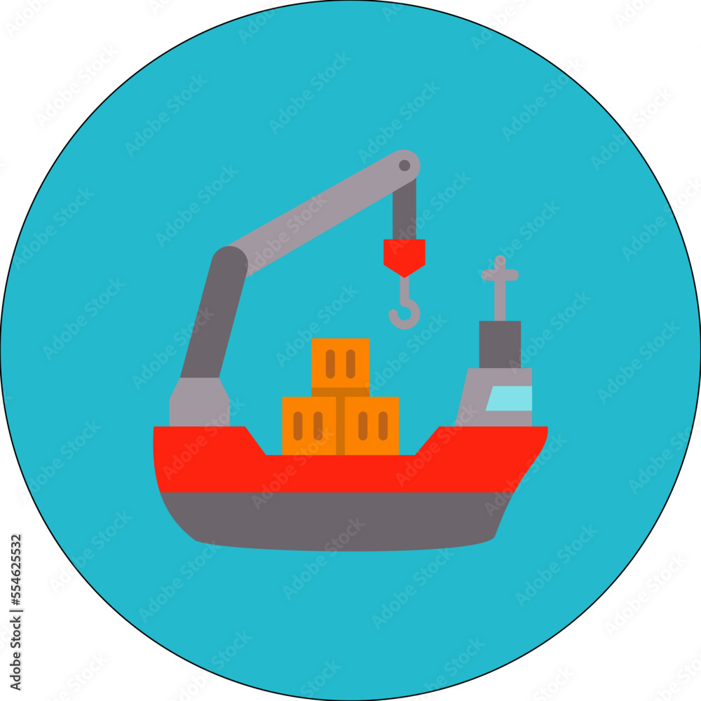 Cargo Ship Multicolor Circle Flat Icon Cargo Ship Multicolor Circle Flat Icon