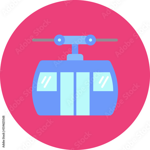 Cable Car Multicolor Circle Flat Icon