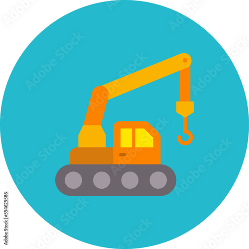 Crane Multicolor Circle Flat Icon