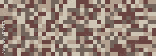 Fototapeta Naklejka Na Ścianę i Meble -  Digital camouflage in brown tones. Seamless vector pattern. Pixel grid for military themes and creative ideas