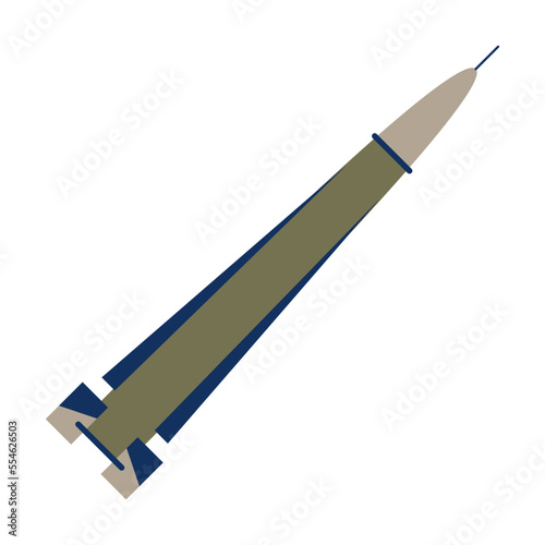 Rocket vector illustration. Ballistic air bomb, artillery shell, warhead isolated on white background. Weapon, aircraft concept