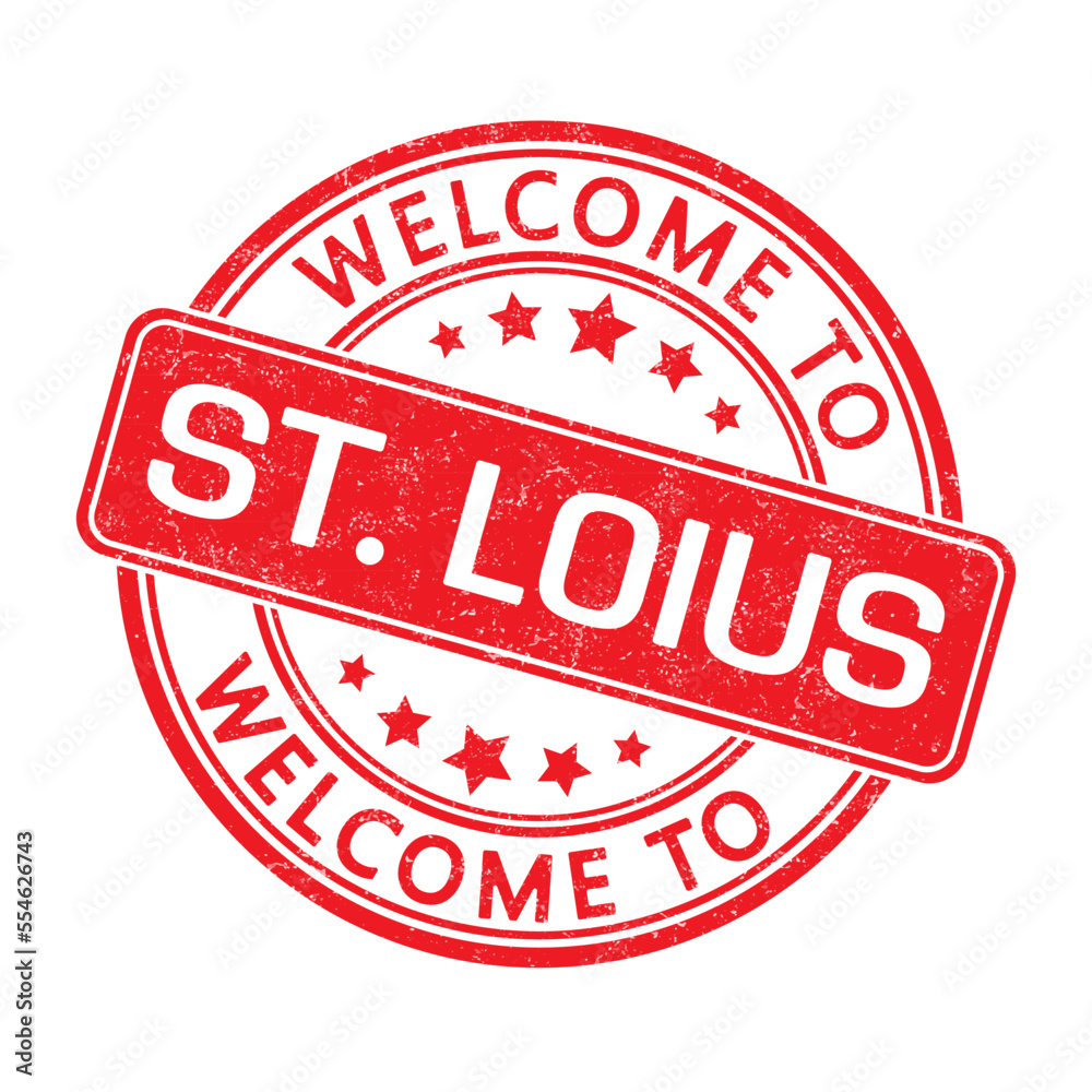 Welcome to ST. LOIUS. Impression of a round stamp with a scuff Welcome to ST. LOIUS. Impression of a round stamp with a scuff