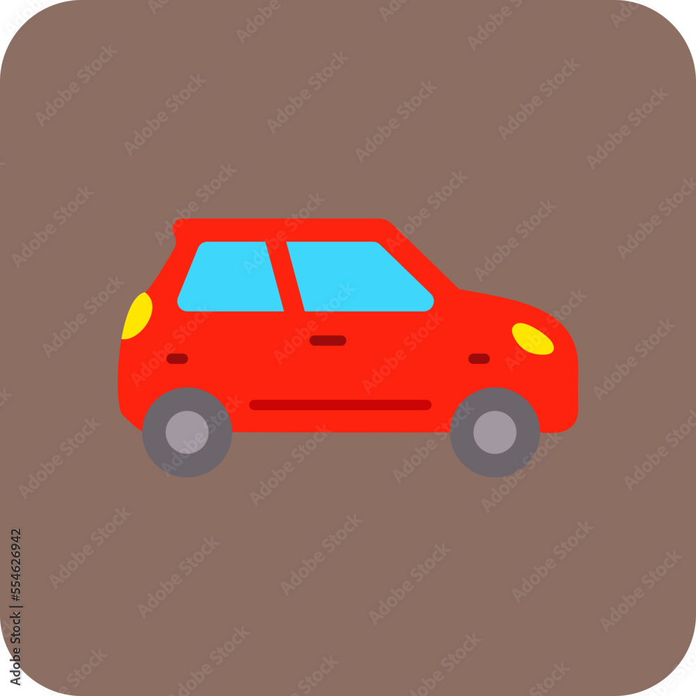 Car Multicolor Round Corner Flat Icon