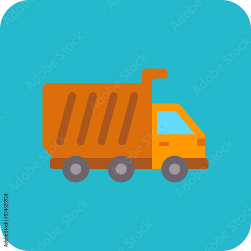 Dump Truck Multicolor Round Corner Flat Icon