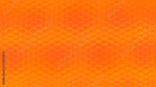 Illustration of an orange glowing background with hexagons and added effects