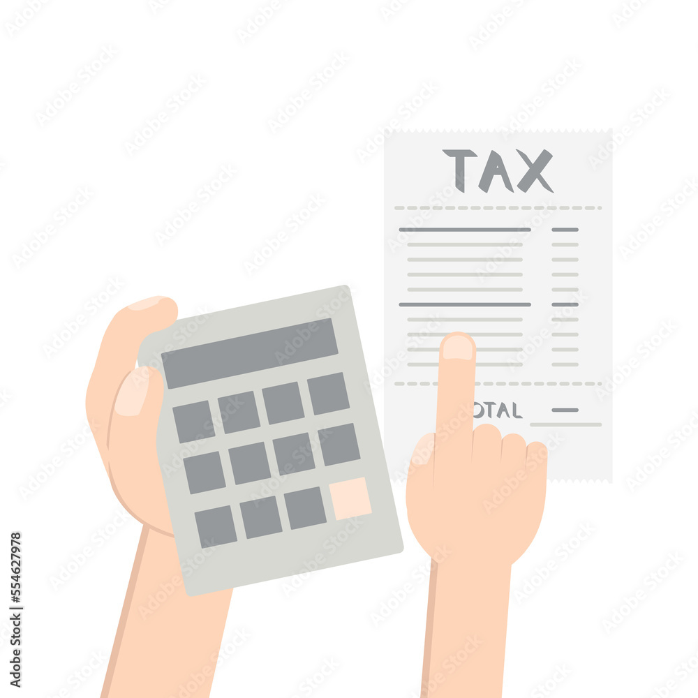 hand holding calc counting tax paper and pen hand holding calc counting tax paper and pen