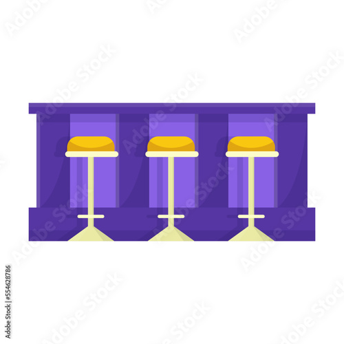 Bar counter with stools vector illustration. Table for pubs, bars and clubs isolated on white background. Alcohol, interior concept © Bro Vector