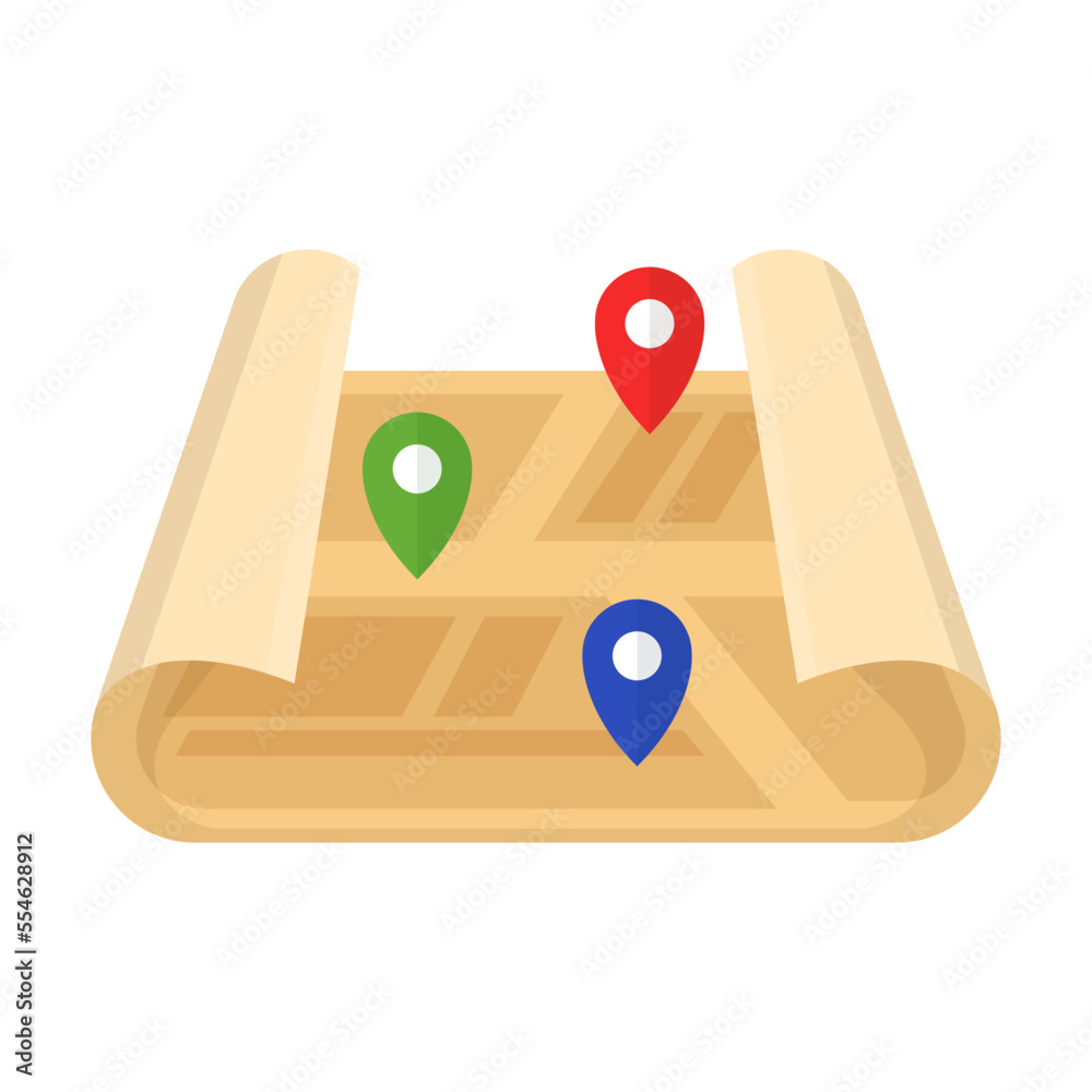 City map of paper vector illustration. Cartoon drawing of itinerary for tourists isolated on white background. Navigation, traveling, tourism concept City map of paper vector illustration. Cartoon drawing of itinerary for tourists isolated on white background. Navigation, traveling, tourism concept