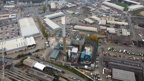 Eastcroft incinerator Nottingham UK drone aerial view