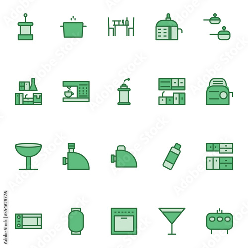 Fill Green outline icon for Kitchen & utensils