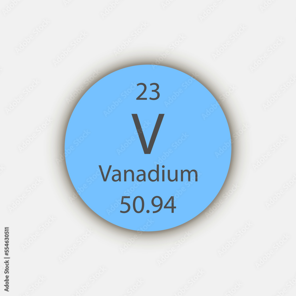 Vanadium symbol. Chemical element of the periodic table. Vector illustration. Vanadium symbol. Chemical element of the periodic table. Vector illustration.