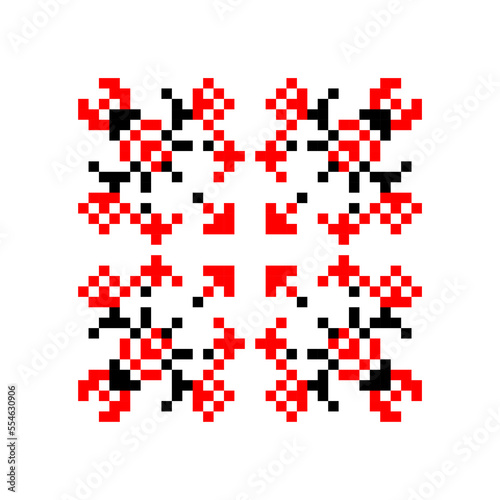Traditional Ukrainian knitted embroidery art, ethnic mandala ornament vyshyvanka