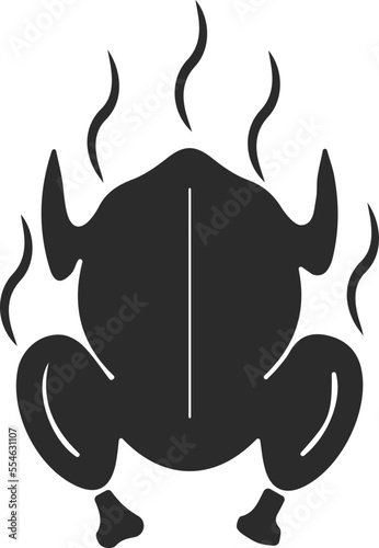 Chickens cooked icon, chicken grill icon black vector