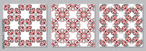 Seamless patterns traditional Ukrainian embroidery, ethnic ornament vyshyvanka