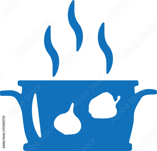 Vegetable cooked icon, cooking meal icon blue vector
