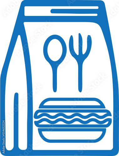 Food delivery icon, delivery package icon blue vector