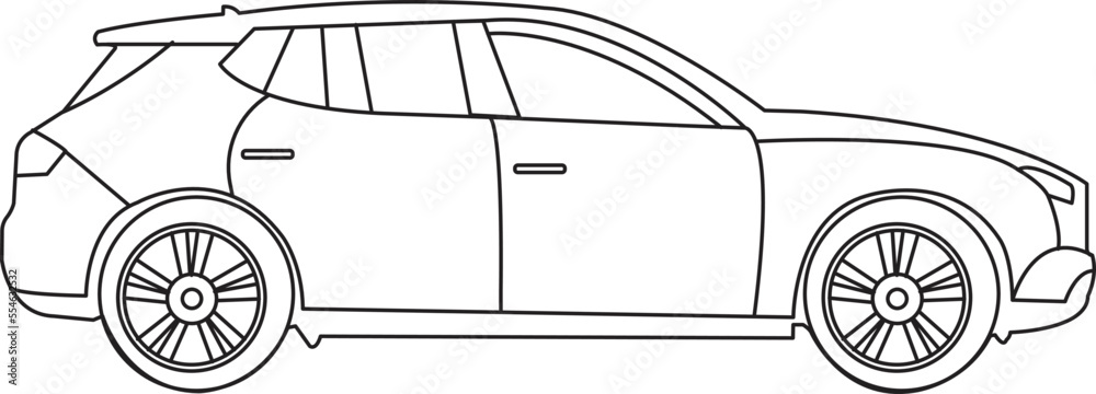 car outline vector on white background