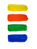 brush strokes with multicolored paints, yellow, red, green, blue, isolated , png