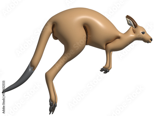 Kangaroo in 3D rendering style. on a transparent background