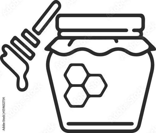 Honey icon, honey jar icon black vector