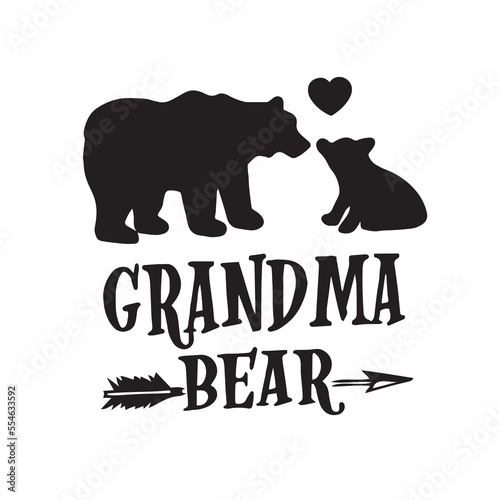 Grandma Bear, Silhouette of mother bear and baby bear, Animal icons on isolated background, love between animals