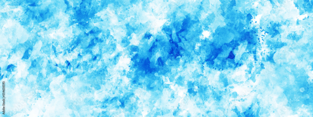 Blue watercolor background with abstract cloudy sky concept. Abstract blue watercolor background handprint colorful gradient ink. Blue sky background with clouds.