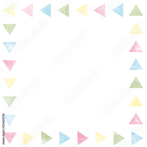 カラフルなかわいい三角の水彩フレーム正方形