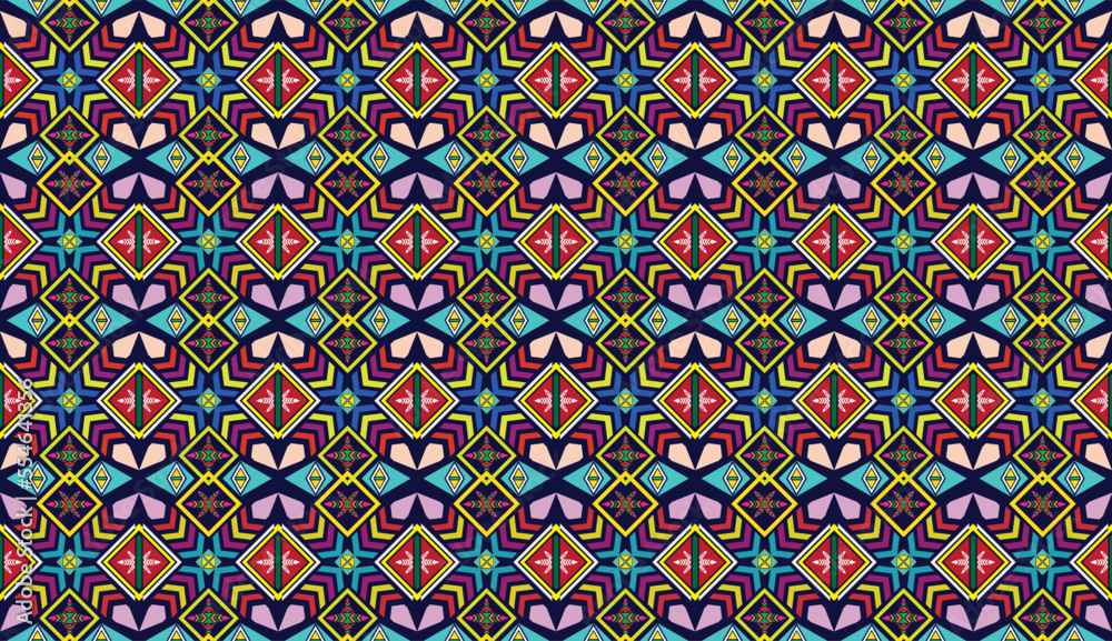 Aztec ethnic background design vector with a seamless pattern. Traditional motifs are illustrated. Element of a seamless pattern template