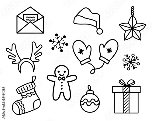 Merry Christmas Happy New Year seamless background pattern. Vector illustration doodles