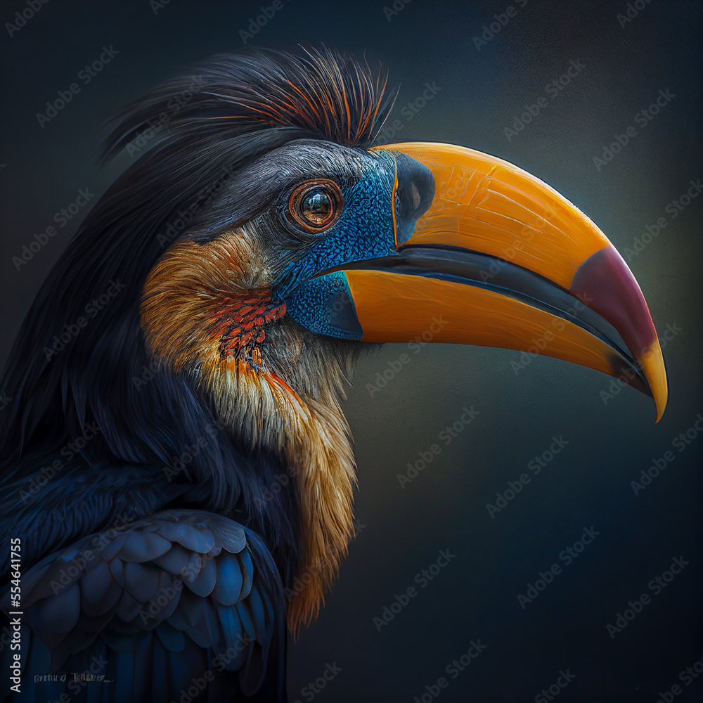 Portrait of a toucan , Generative AI Art Illustration	