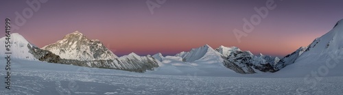 Makalu Sunrise Panorama from Baruntse West Col