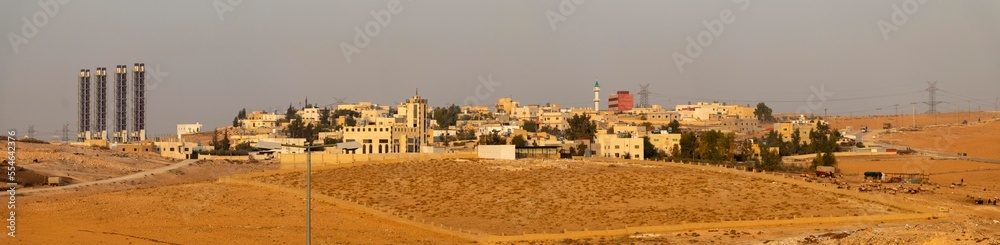 بانوراما بلدة الماضونة واعمدة الكهرباء- الاردن- Jordan- almadonah town panorama