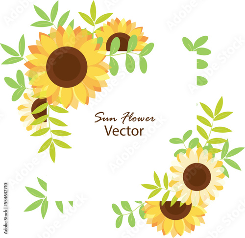 frame with sunflowers and leaves