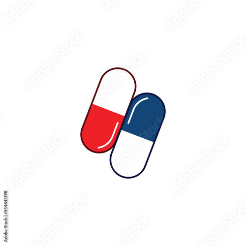 Pill capsule icon vector illustration flat style