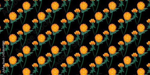  Vector seamless beautiful pattern flower and leaves flat background