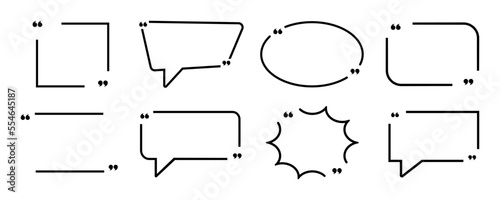 Set with quote box frame in abstract style. Vector texting quote boxes. Bubble banners with quotation, message and comment.
