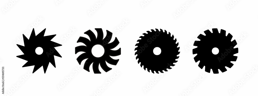 Circular saw blade illustration design. Circular saw blade icon set. Stock vector. Circular saw blade illustration design. Circular saw blade icon set. Stock vector.