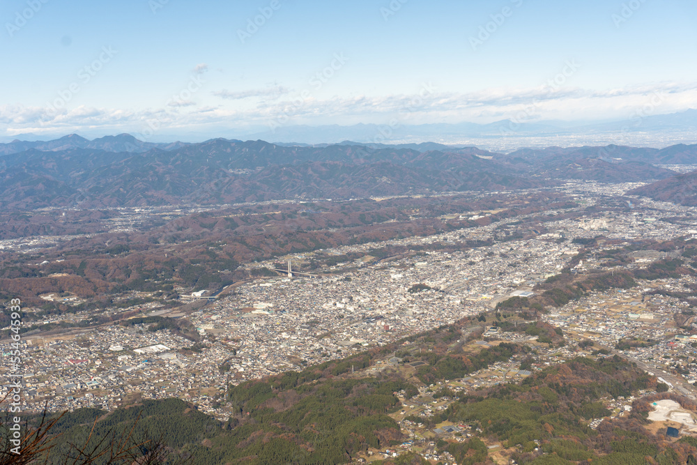 Chichibu landscape from the top of mountain Buko,.