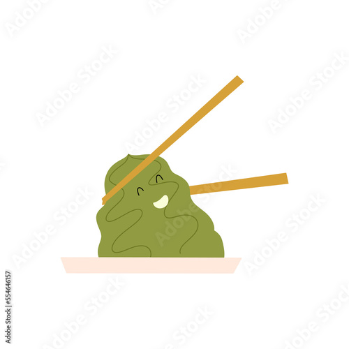 Funny wasabi character. Vector illustration in flat style