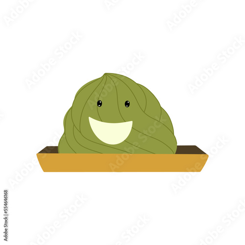 Funny wasabi character. Vector illustration in flat style