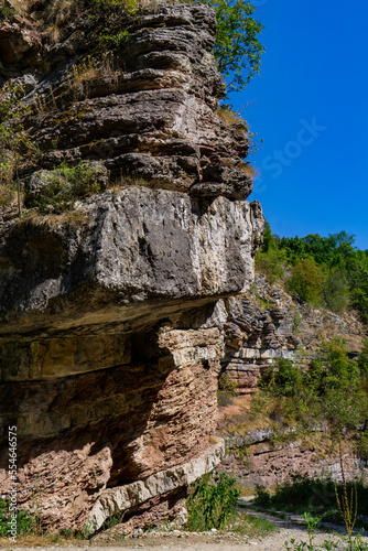 Geological formations at Boljetin river gorge in Eastern Serbia
